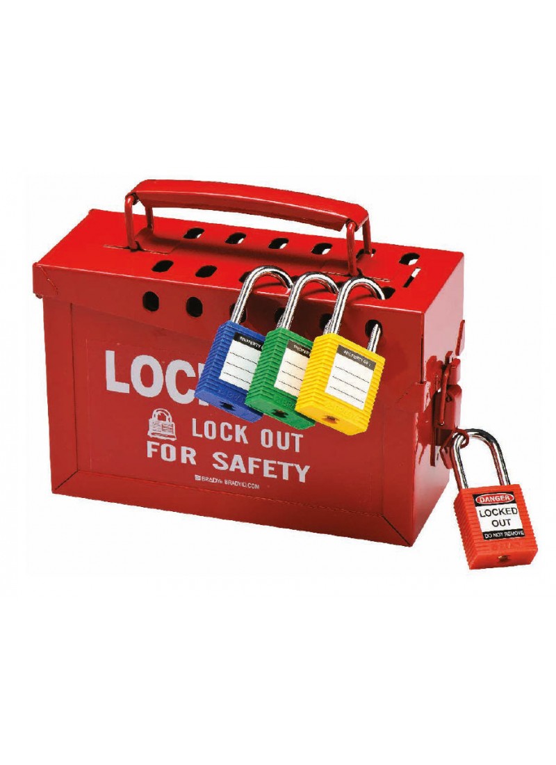 Portable Metal 13-Lock Box Red